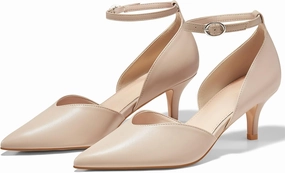 Womens Kitten Heels Comfortable Low Heel Dress Shoes Pointed Toe Ankle Strap Cutout D'Orsay Wedding Party Pumps
