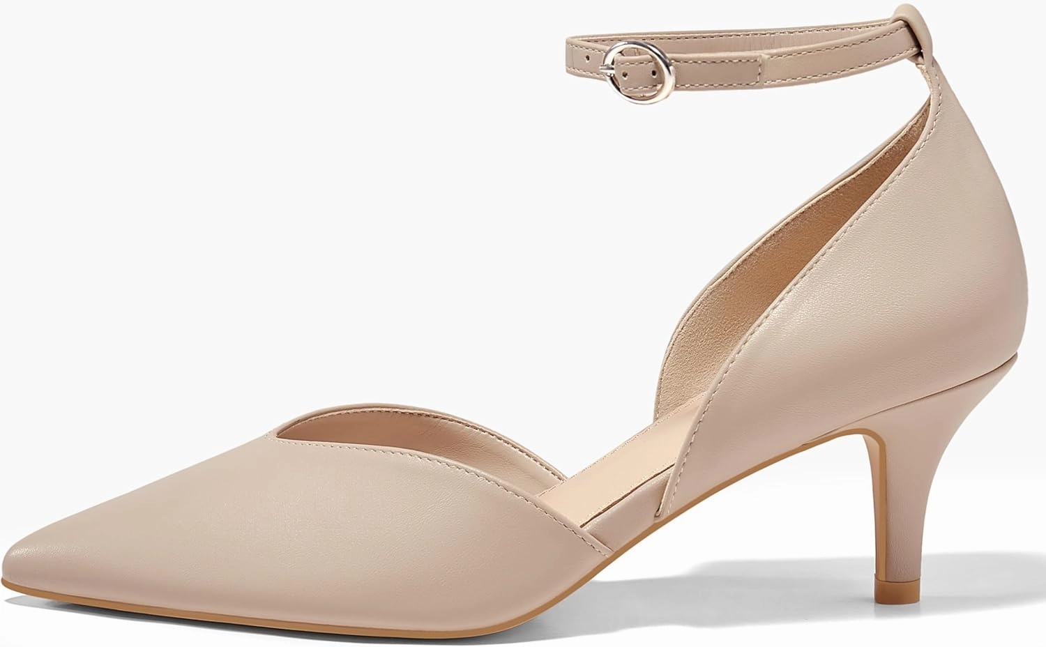Womens Kitten Heels Comfortable Low Heel Dress Shoes Pointed Toe Ankle Strap Cutout D'Orsay Wedding Party Pumps
