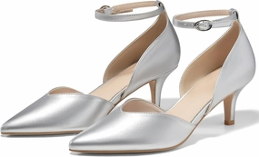 Womens Kitten Heels Comfortable Low Heel Dress Shoes Pointed Toe Ankle Strap Cutout D'Orsay Wedding Party Pumps