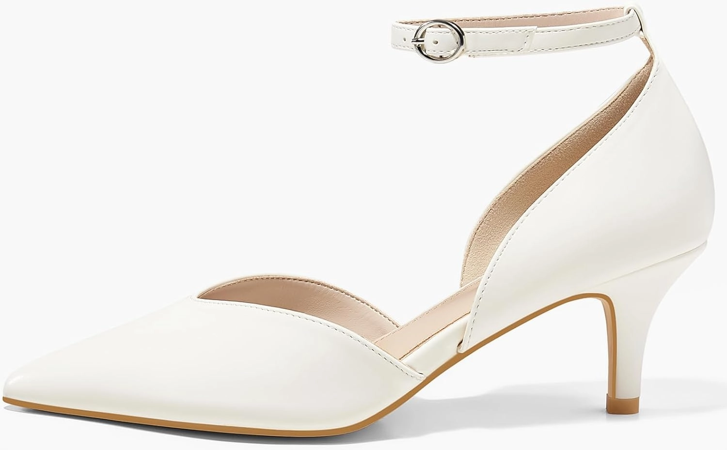Womens Kitten Heels Comfortable Low Heel Dress Shoes Pointed Toe Ankle Strap Cutout D'Orsay Wedding Party Pumps