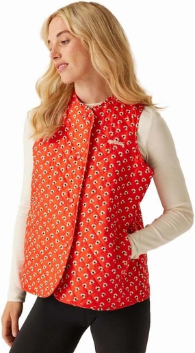 x Orla Kiely Womens Quilted Bodywarmer, Clover Red, 14