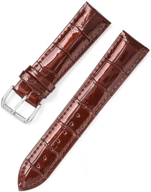 XLCZMYL Leather Bracelets 12mm 14mm 16mm 18mm 20mm 22mm Watch Strap Pin Buckle Shiny Leather Band Wrist Belt Tool,Brown,16mm