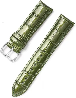 XLCZMYL Leather Bracelets 12mm 14mm 16mm 18mm 20mm 22mm Watch Strap Pin Buckle Shiny Leather Band Wrist Belt Tool,green,20mm