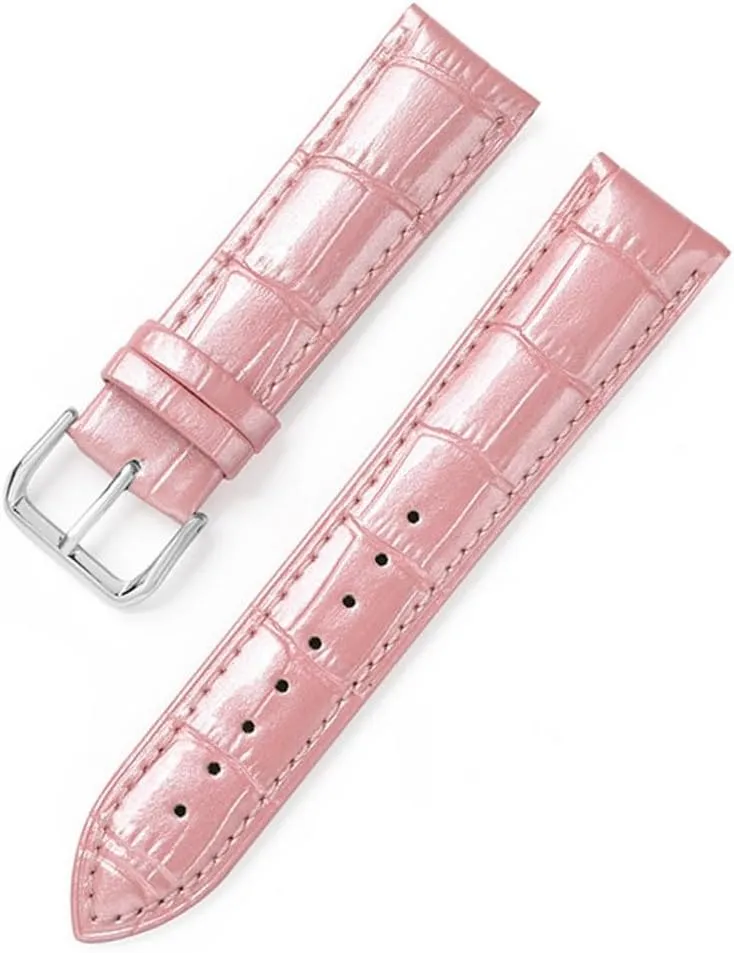 XLCZMYL Leather Bracelets 12mm 14mm 16mm 18mm 20mm 22mm Watch Strap Pin Buckle Shiny Leather Band Wrist Belt Tool,pink,12mm