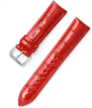 XLCZMYL Leather Bracelets 12mm 14mm 16mm 18mm 20mm 22mm Watch Strap Pin Buckle Shiny Leather Band Wrist Belt Tool,red,18mm