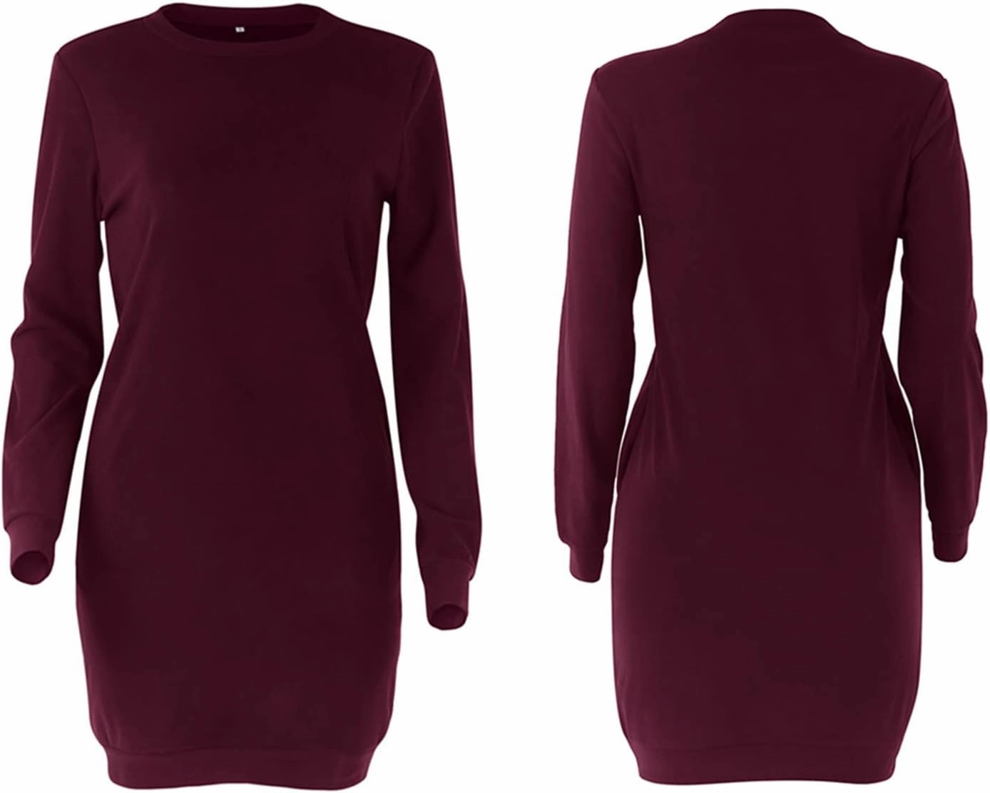 Xuan2Xuan3 Women's Fleece Long Sweatshirt Dress Crewneck Pullover Casual Long Sleeve Bodycon Mini Sweater Dress