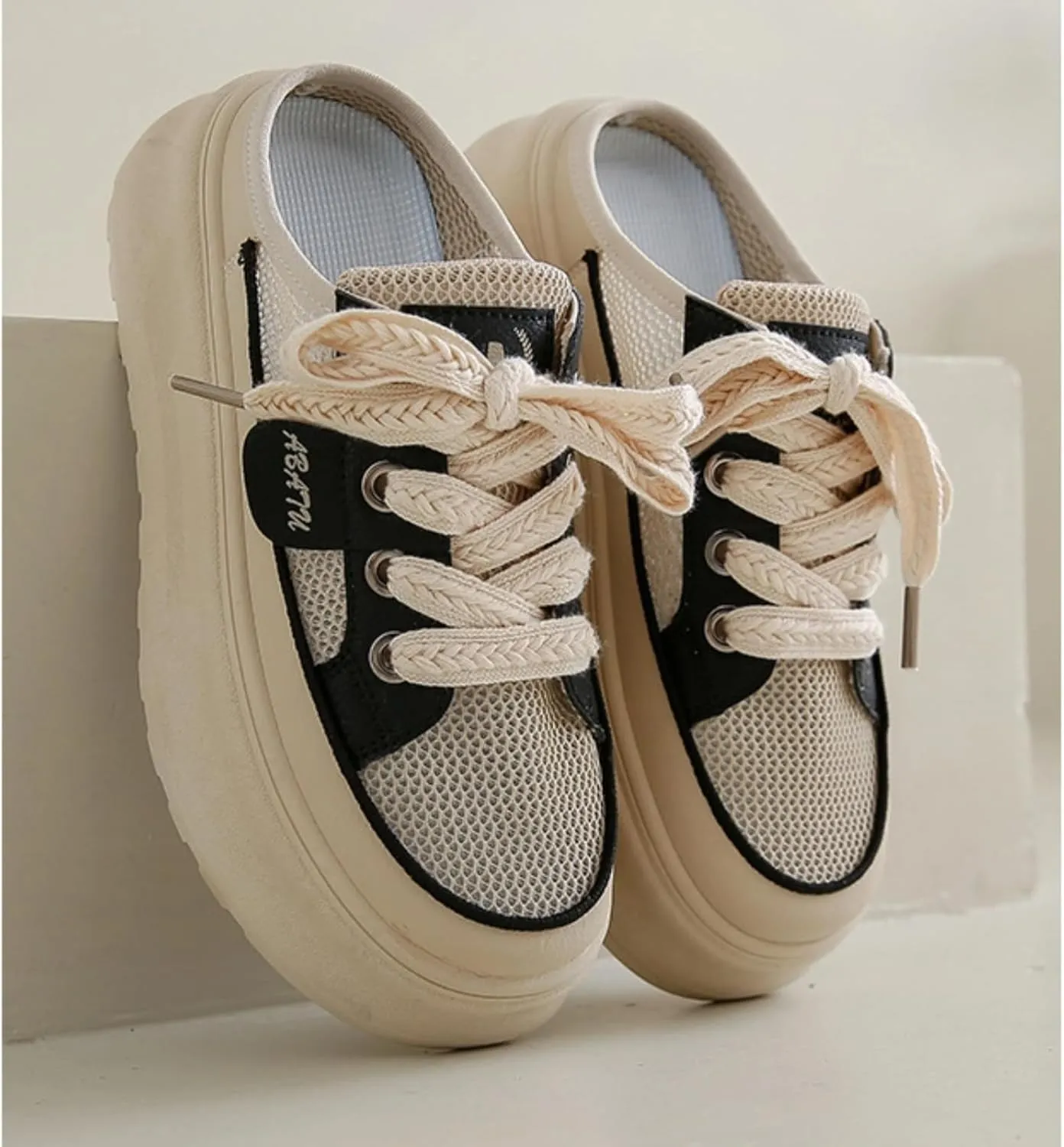 Y2k Platform Chunky Sneakers Retro Mesh Breathable Aesthetic Slip-on Walking Shoes for Women's Summer Casual Outfit