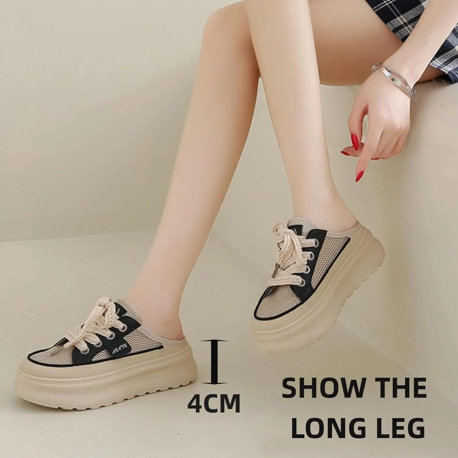 Y2k Platform Chunky Sneakers Retro Mesh Breathable Aesthetic Slip-on Walking Shoes for Women's Summer Casual Outfit