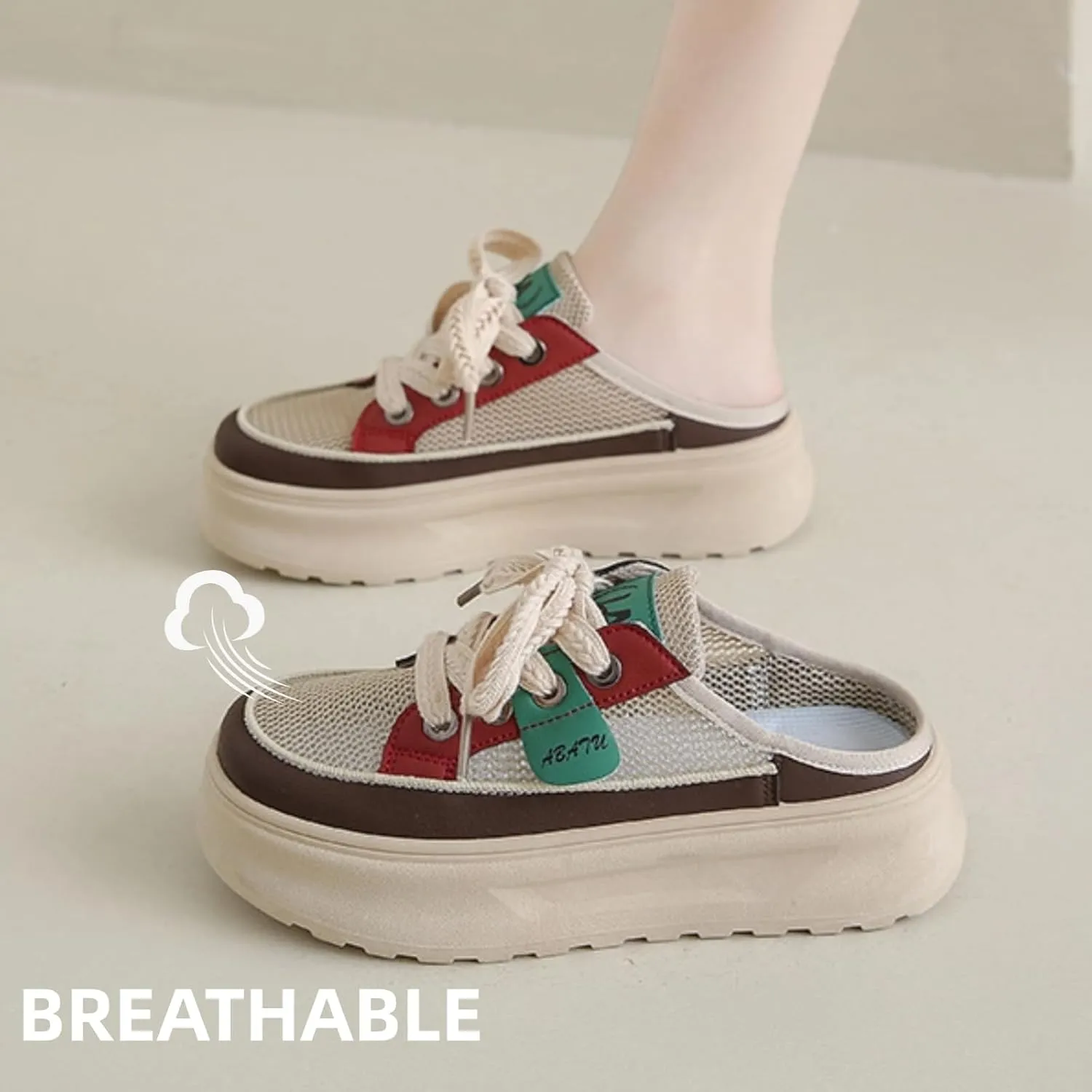 Y2k Platform Chunky Sneakers Retro Mesh Breathable Aesthetic Slip-on Walking Shoes for Women's Summer Casual Outfit