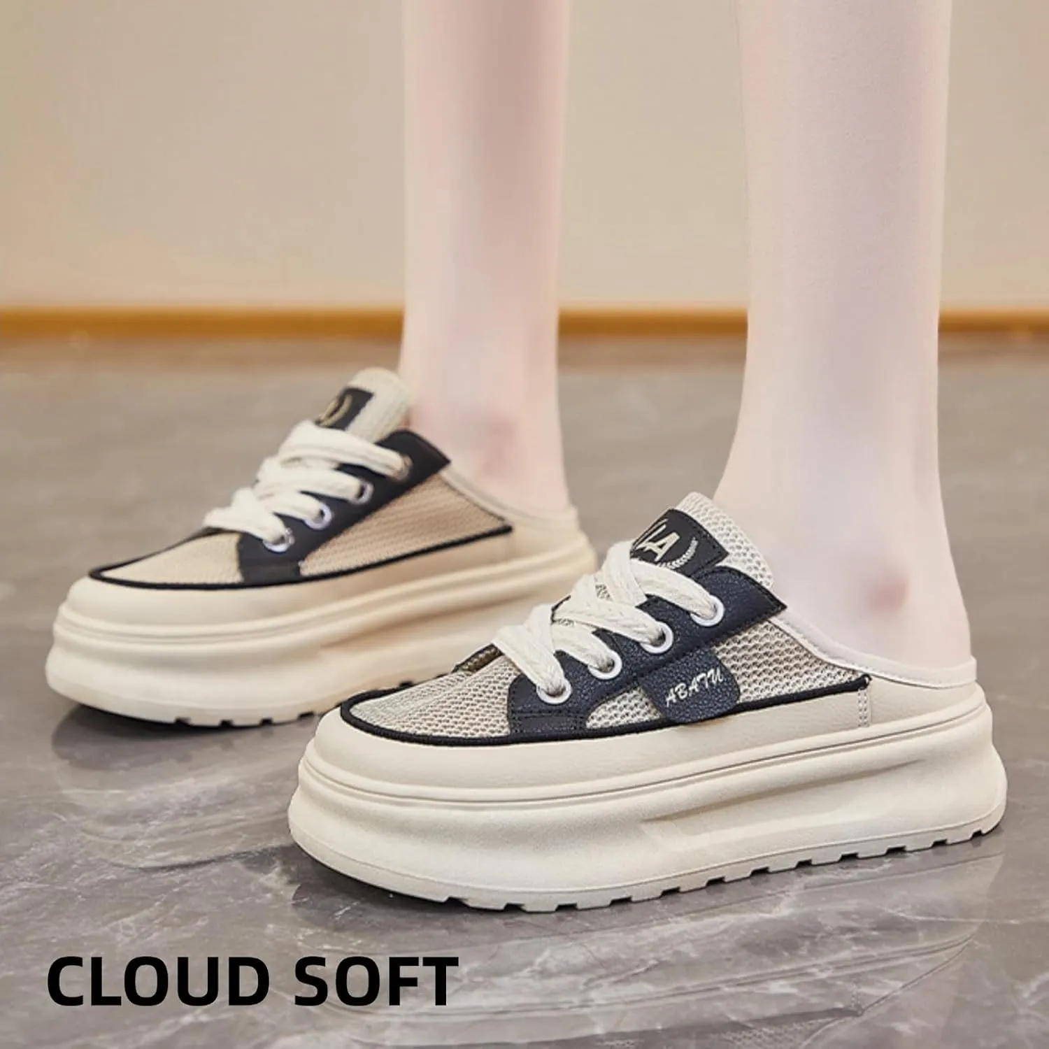 Y2k Platform Chunky Sneakers Retro Mesh Breathable Aesthetic Slip-on Walking Shoes for Women's Summer Casual Outfit