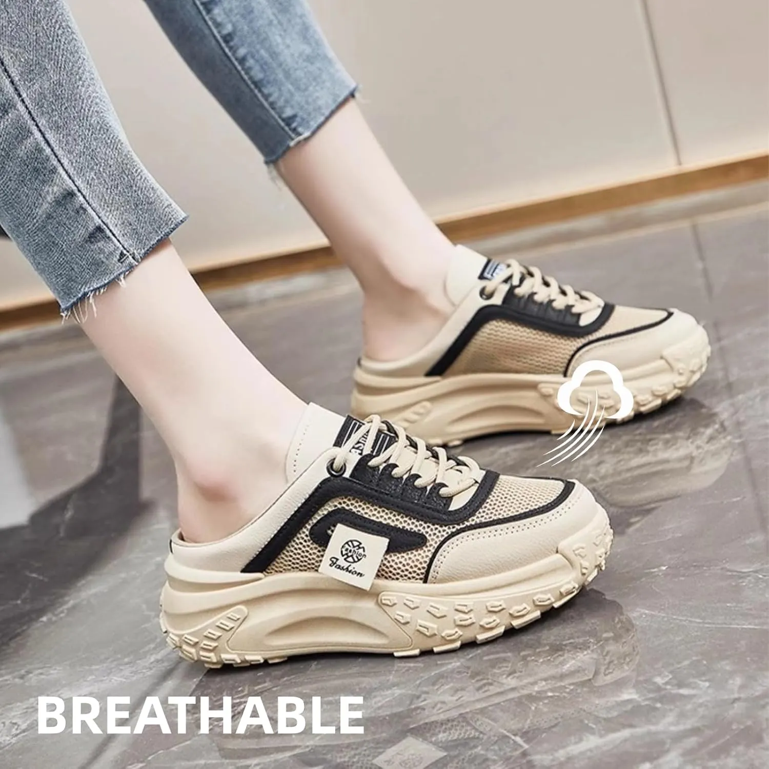Y2k Platform Sneakers for Women and Girls Retro Mesh Breathable Aesthetic Summer Casual Walking Shoes for Flight Travel