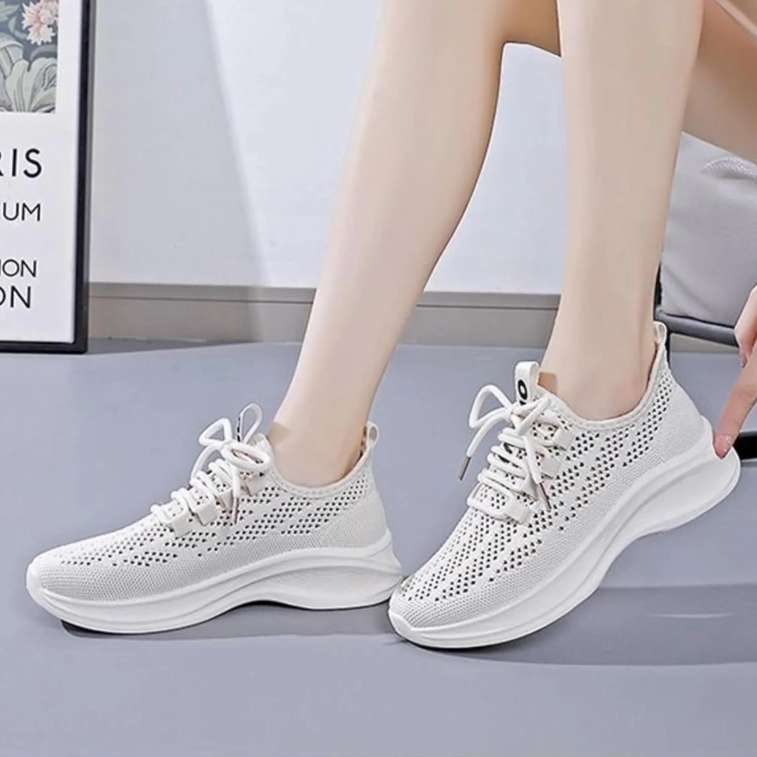 Y2k Platform Sneakers for Women and Girls Retro Mesh Breathable Aesthetic Summer Casual Walking Shoes for Gym Workouts