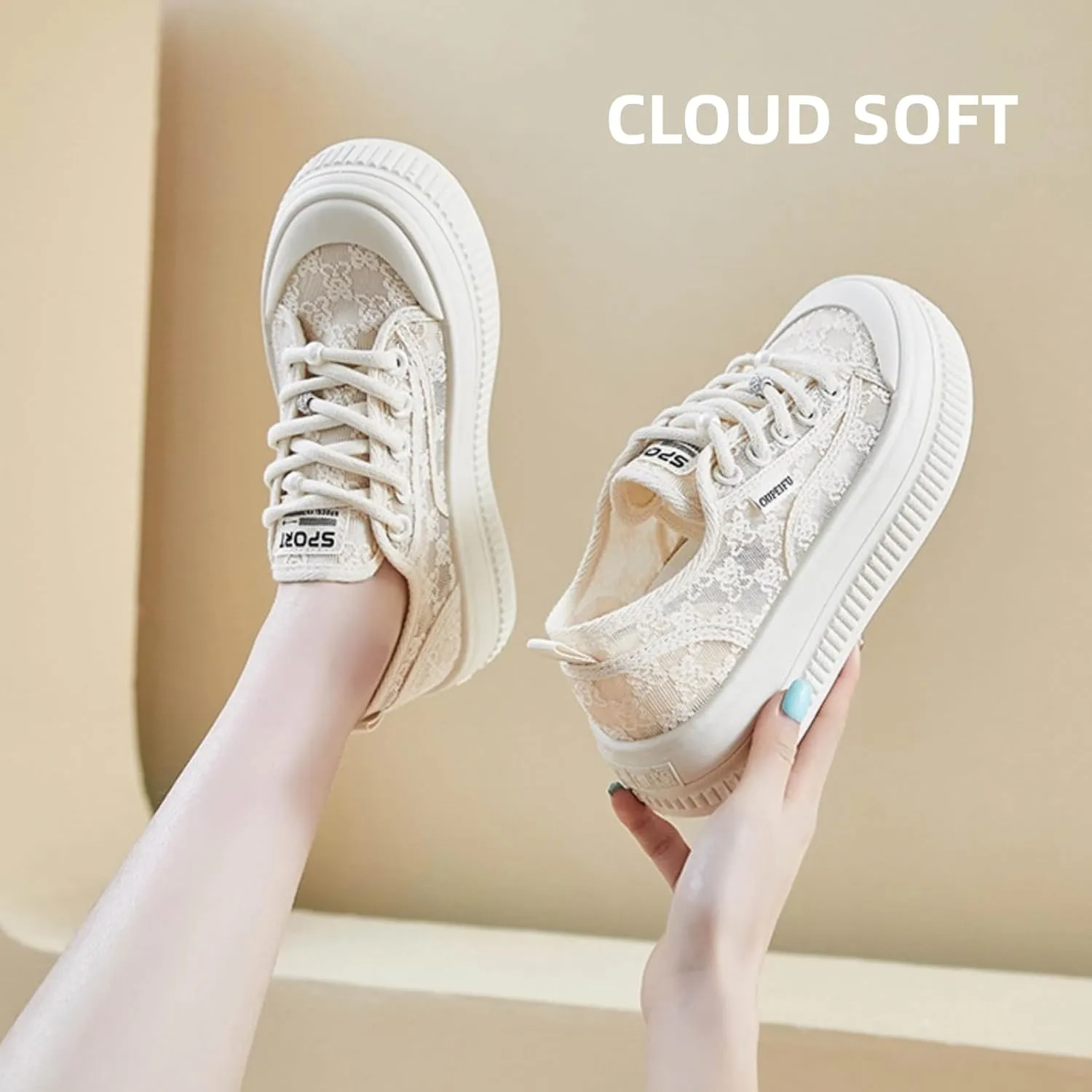 Y2k Platform Sneakers for Women's Retro Mesh Breathable Cloud Soft Aesthetic Summer Casual Walking Shoes for Travel
