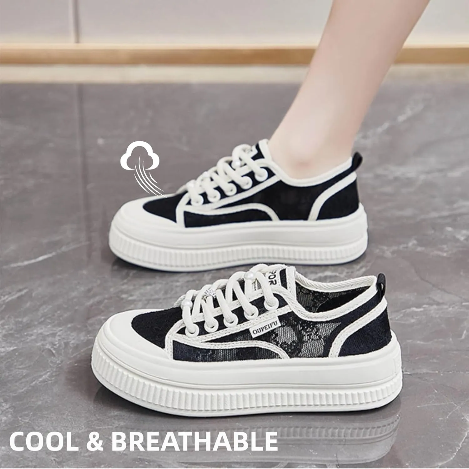 Y2k Platform Sneakers for Women's Retro Mesh Breathable Cloud Soft Aesthetic Summer Casual Walking Shoes for Travel