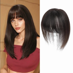 YAMI Hair Toppers for Women Real Human Hair Toppers for Women with Thinning Hair Topper with Bangs Hair Toppers for Women Hair Pieces for Women (Dark Brown)