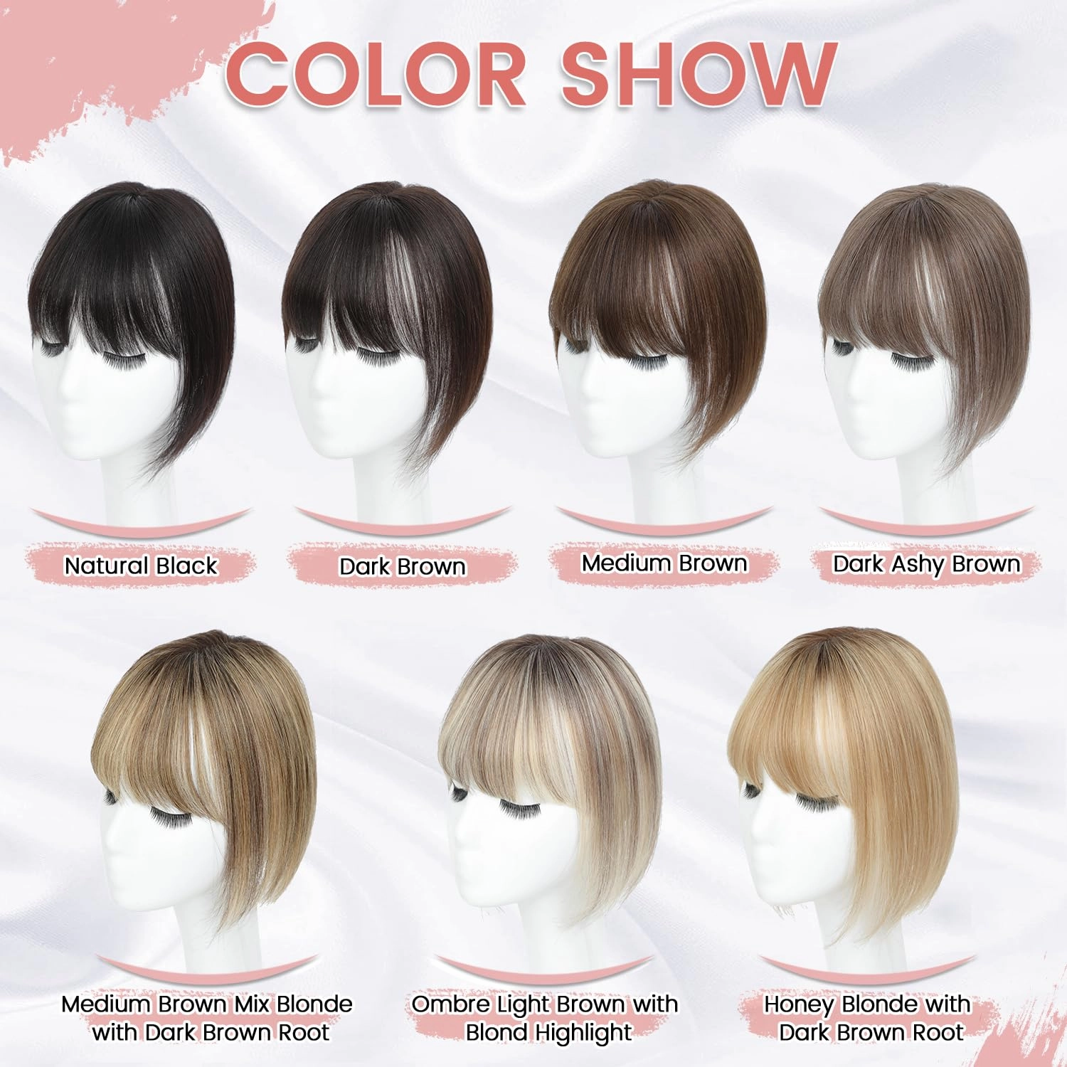 YAMI Hair Toppers for Women Real Human Hair Toppers for Women with Thinning Hair Topper with Bangs Hair Toppers for Women Hair Pieces for Women (Dark Brown)