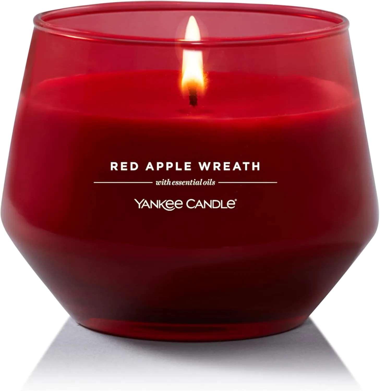 Yankee Candle Studio Medium Candle, Red Apple Wreath, 10 oz: Long-Lasting, Essential-Oil Scented Soy Wax Blend Candle | 40-65 Hours of Burning Time