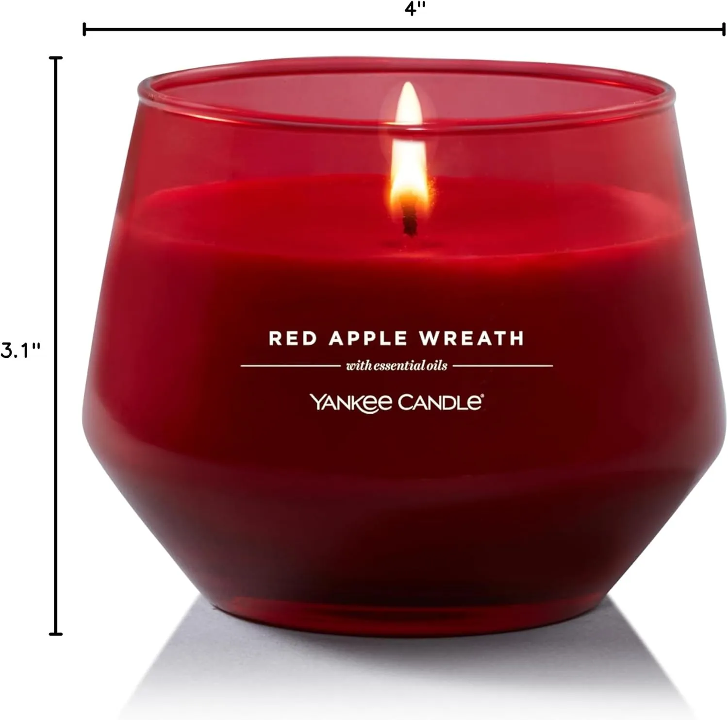 Yankee Candle Studio Medium Candle, Red Apple Wreath, 10 oz: Long-Lasting, Essential-Oil Scented Soy Wax Blend Candle | 40-65 Hours of Burning Time