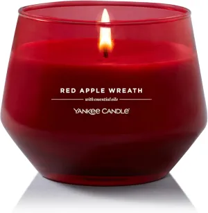Yankee Candle Studio Medium Candle, Red Apple Wreath, 10 oz: Long-Lasting, Essential-Oil Scented Soy Wax Blend Candle | 40-65 Hours of Burning Time
