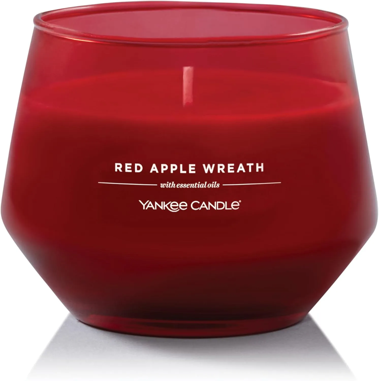 Yankee Candle Studio Medium Candle, Red Apple Wreath, 10 oz: Long-Lasting, Essential-Oil Scented Soy Wax Blend Candle | 40-65 Hours of Burning Time