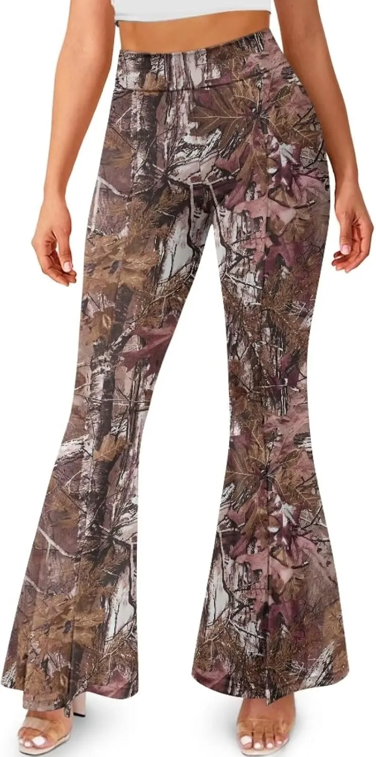 Yoga Pants Womens Flared Leggings Slit Hem High Waist Bootcut Pants Workout Bootleg Pants Plus Size Workout Trousers