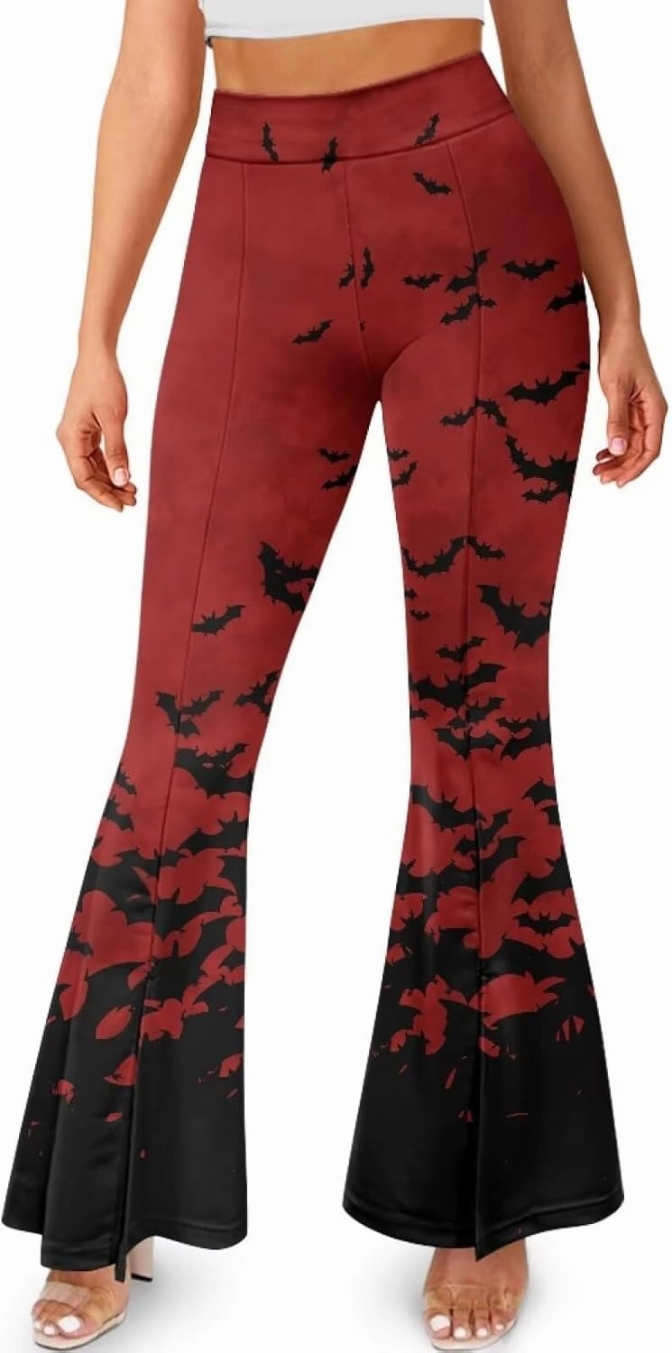 Yoga Pants Womens Flared Leggings Slit Hem High Waist Bootcut Pants Workout Bootleg Pants Plus Size Workout Trousers