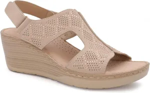 YOKI CRIMSON Women’s Wedge Sandals with Perforated Design, Platform Sandals Women, Women's Sandals Dressy, Summer Sandals