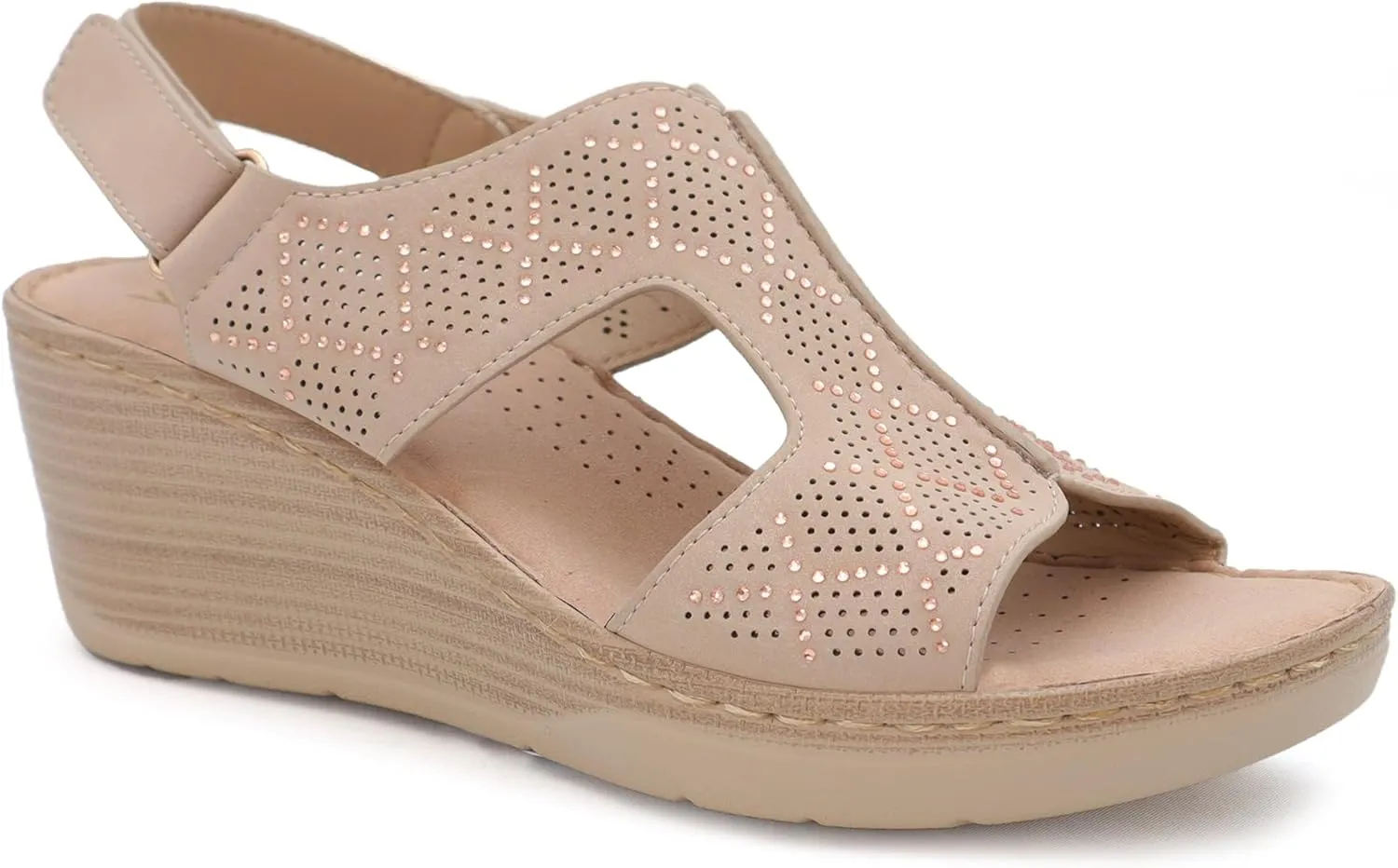 YOKI CRIMSON Women’s Wedge Sandals with Perforated Design, Platform Sandals Women, Women's Sandals Dressy, Summer Sandals