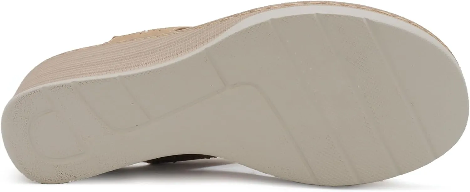 YOKI CRIMSON Women’s Wedge Sandals with Perforated Design, Platform Sandals Women, Women's Sandals Dressy, Summer Sandals