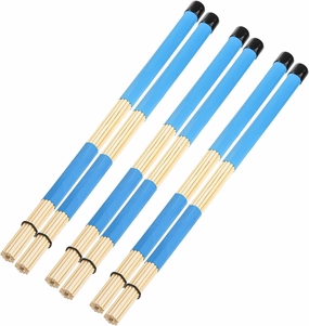 YOUEON 3 Pair 16 Inch Bamboo Hot Rods Drumsticks, 5A Jazz Drum Sticks Constructed of 19 Bamboo Dowels, Rods Drum Brushes for Jazz, Folk, Small Venue and Acoustic Performance