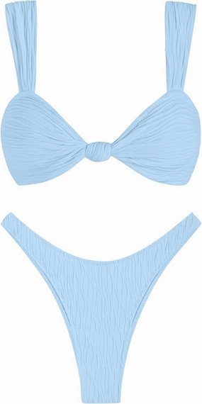 ZAFUL 2025 Cheeky Bikini Sets for Women High Cut Swimsuit Textured Ribbed Bikini Thong Bathing Suit