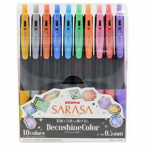 Zebra Sarasa Clip Gel Ballpoint Pen 0.5 Shine Colours Set of 10
