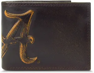 ZEP-PRO NCAA Alabama Crimson Tide Burnished Leather Bifold Wallet, Slim Stylish for Men