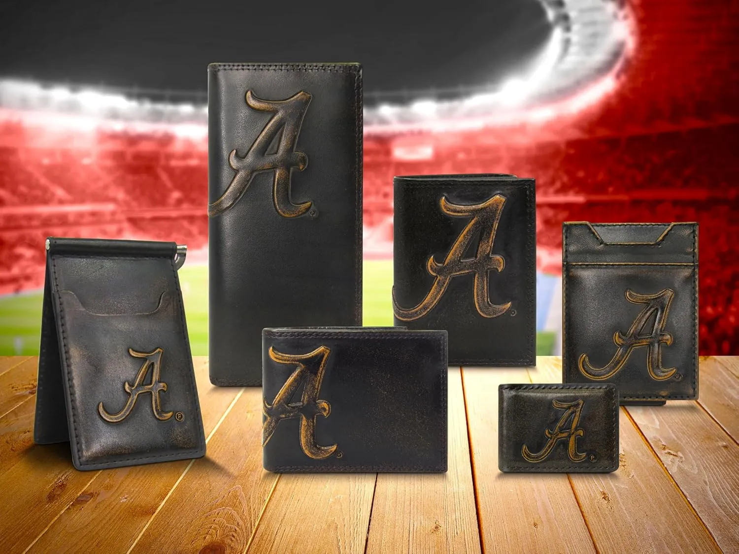 ZEP-PRO NCAA Alabama Crimson Tide Burnished Leather Bifold Wallet, Slim Stylish for Men