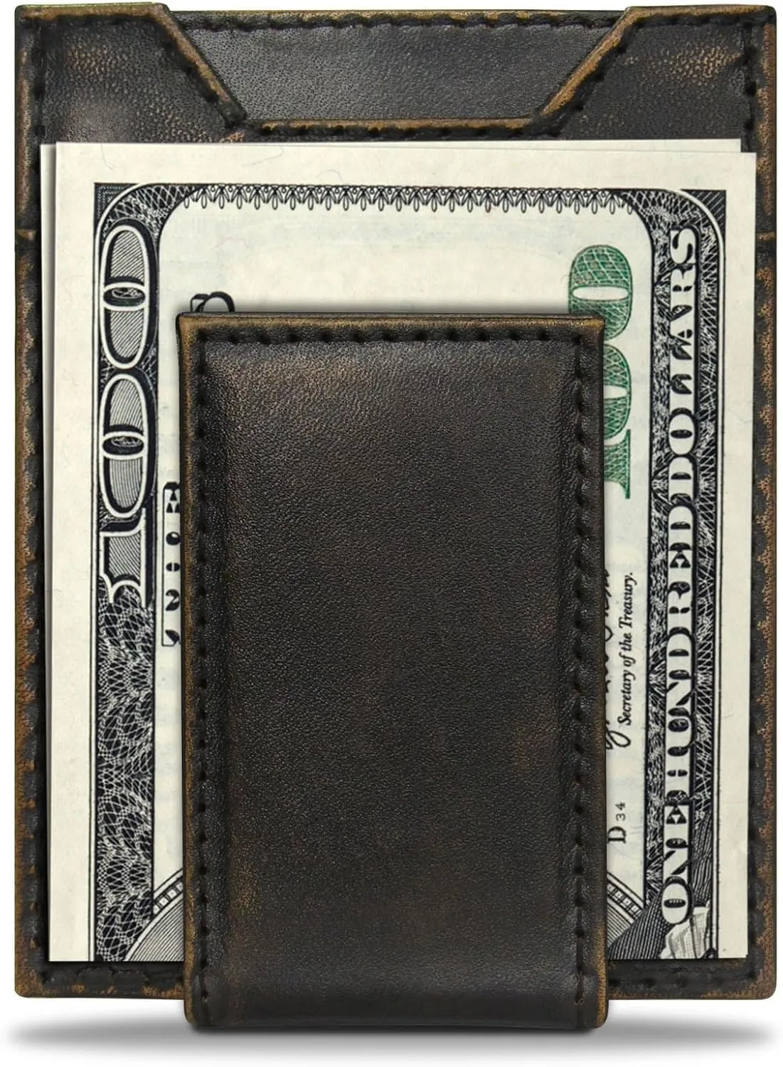 ZEP-PRO NCAA Alabama Crimson Tide Burnished Leather Magnetic Front Pocket Wallet, Slim Stylish for Men