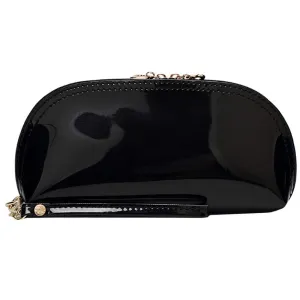 ZLMBAGUS Fashion Cosmetic Bag Patent Leather Makeup Pouch Wristlet Zipper Makeup Case Holder Coin Purse Clutch Black